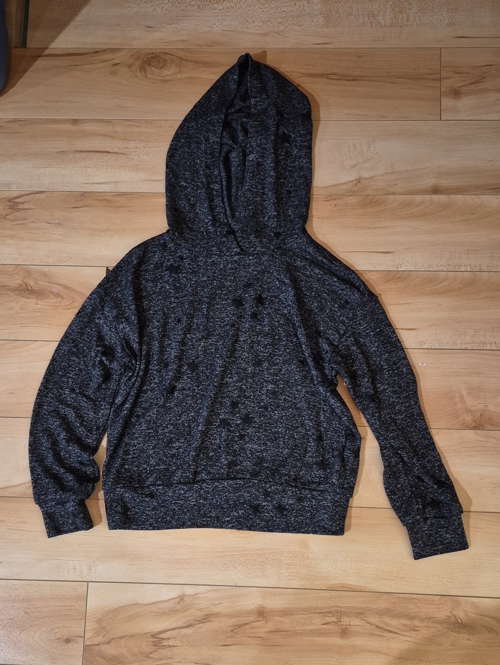 Girls Size 6/7 Gap Heather Black Hooded Thin Sweater